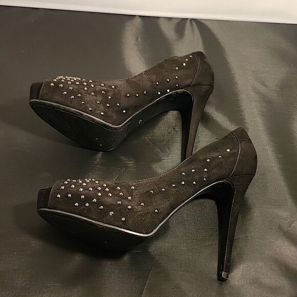 MARC FISHER JEWEL STUDDED EMBELLISHMENTS HIGH HEEL PEEP-TOE PUMP - Picture 8 of 16